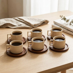 Coffee Cup and Saucer Set - 6 Pcs